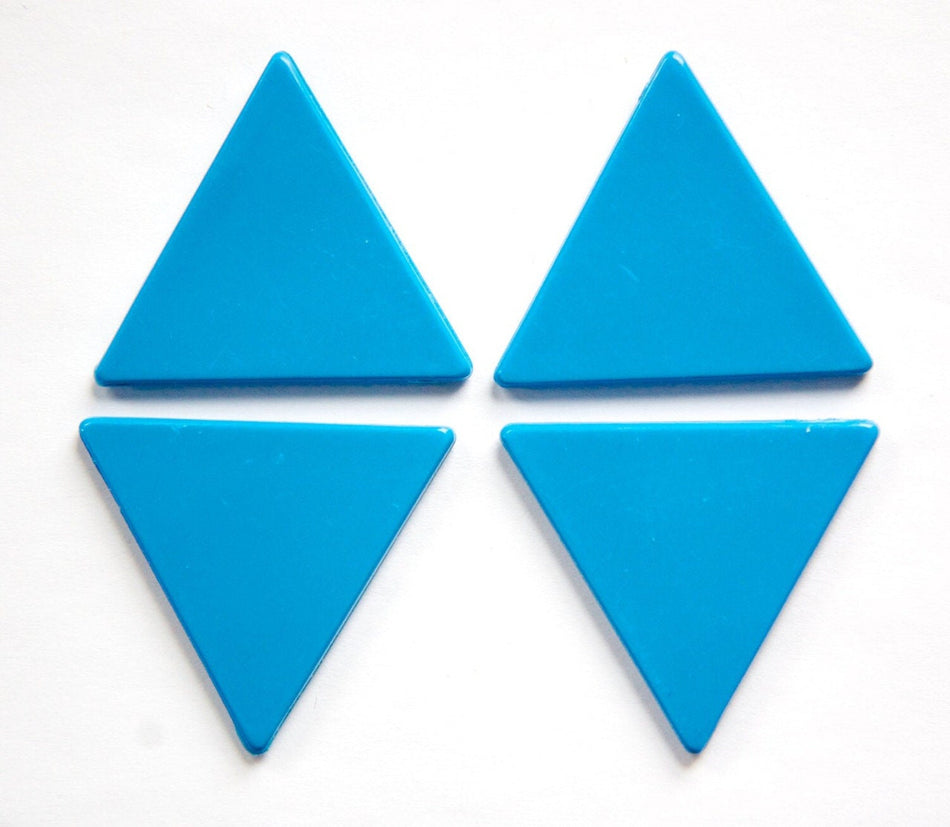 Vintage Medium Blue Acrylic Triangle Cabochon cab569C