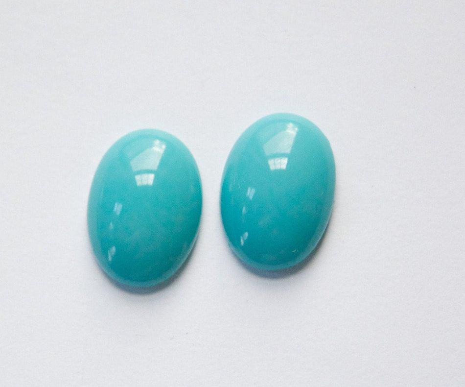 Vintage Opaque Turquoise Blue Glass Cabochons 18x13mm cab582