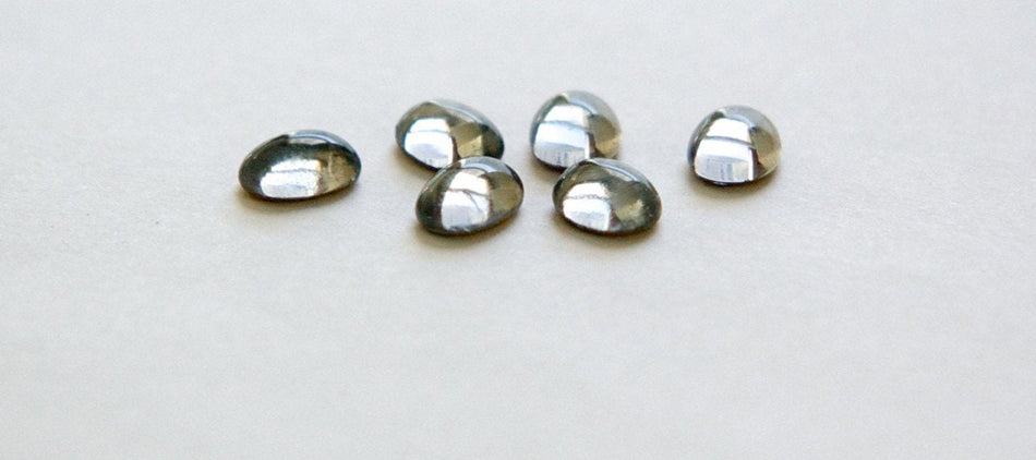 Vintage Mephisto Pale Gray Blue Stripe in Clear Glass Cabochons 8mm X 6mm (8) cab575KK
