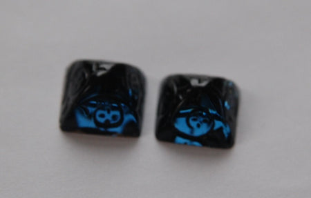 12mm Montana Blue Glass Etched Pyramid Cabochons (2) cab580B