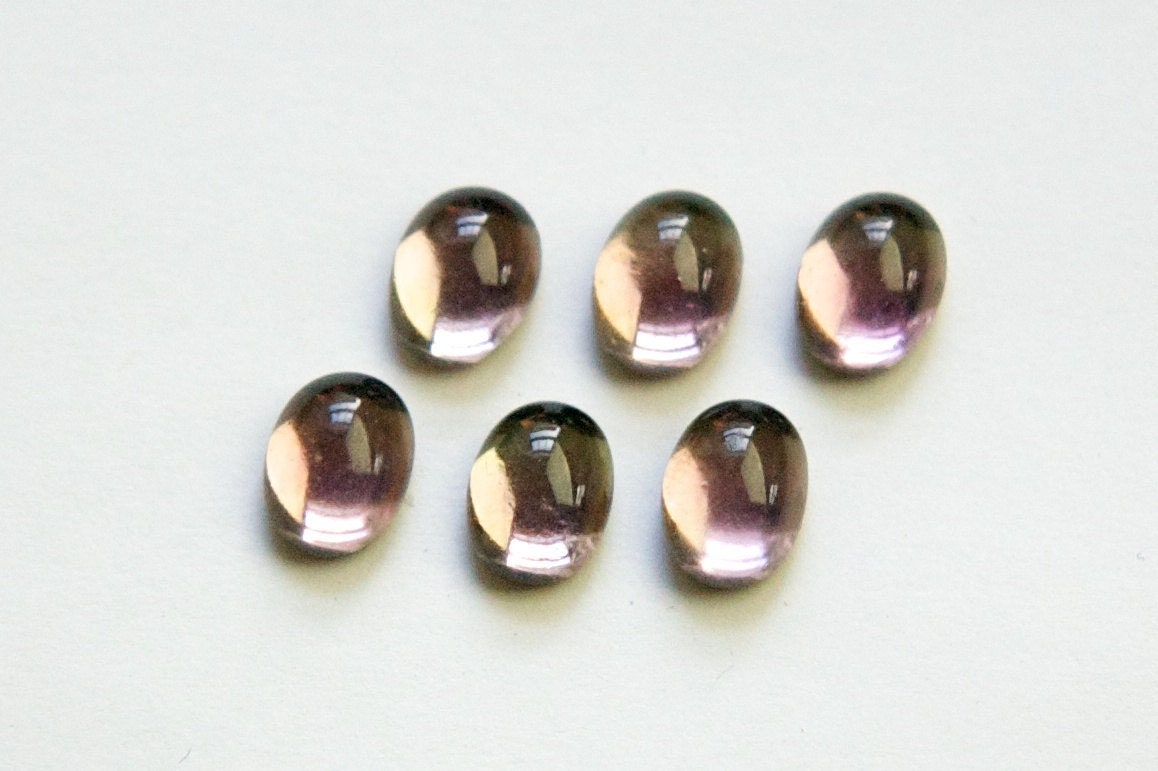 Vintage Light Amethyst Glass Cabochons 8mm X 6mm (8) cab575GG