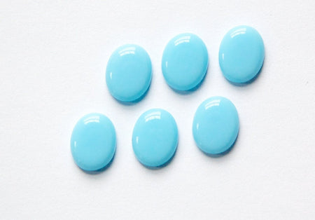 Vintage Opaque Light Blue Glass Cabochons 10x8mm cab576C