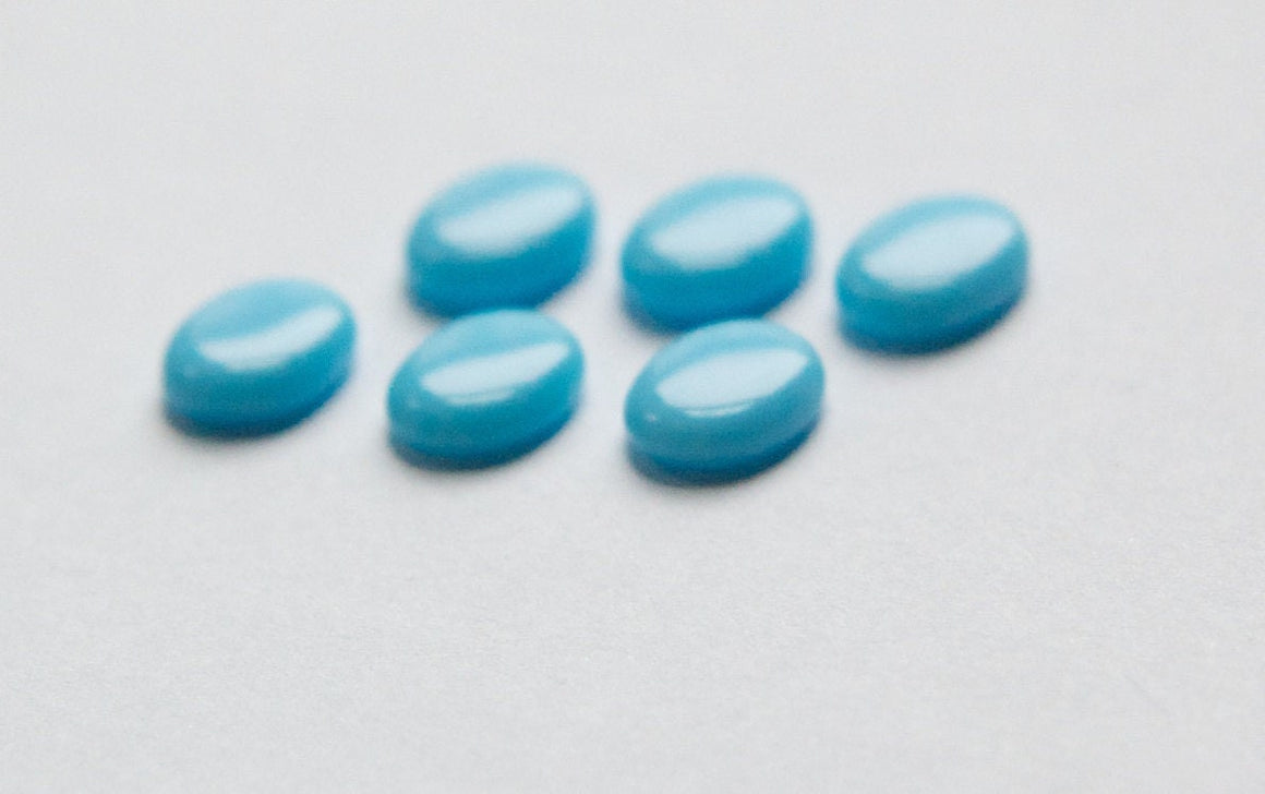 Vintage Opaque Light Blue Glass Cabochons 10x8mm cab576C