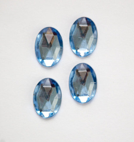 Vintage Light Sapphire Faceted Glass Cabochons 14x10mm cab577Y
