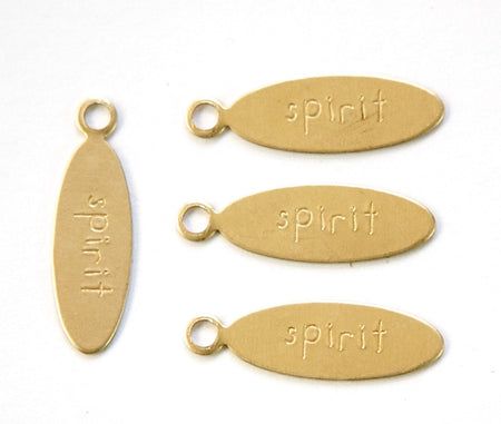 SPIRIT Oval Raw Brass Word Charm Drop with Loop (8) chr191A