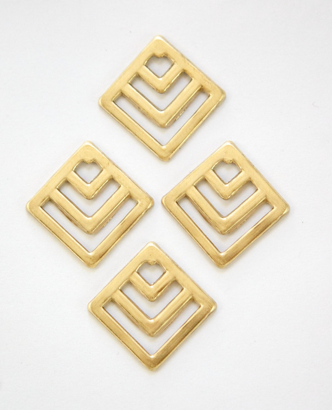 Raw Brass Square Chevron Charm Pendant (6) mtl404A