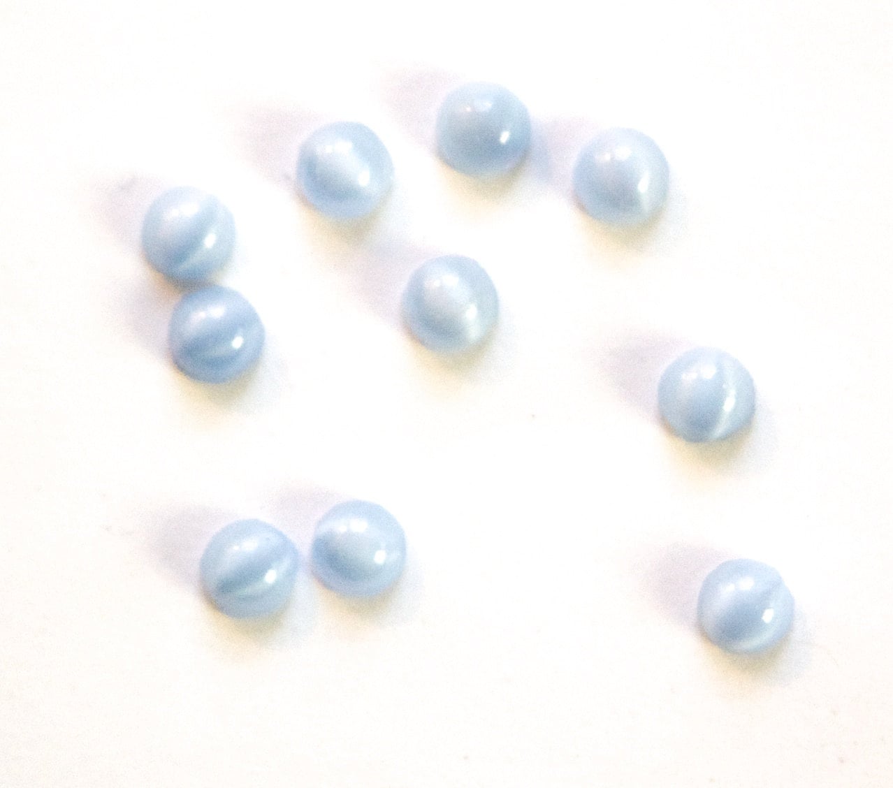 Vintage Light Blue Moonglow Glass Cabochons 5mm (12) cab840C