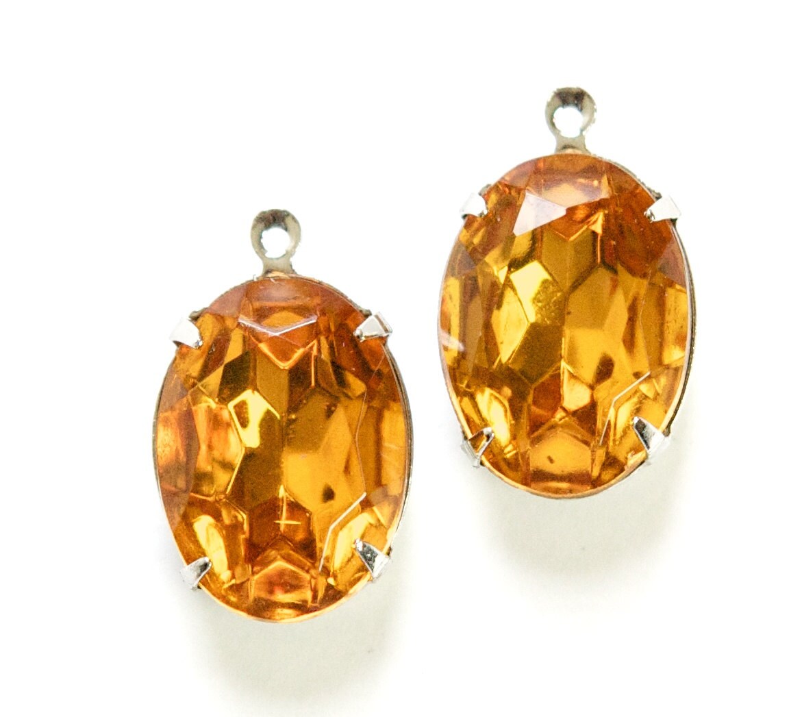 Vintage Faceted Topaz Stones 1 Loop Silver Setting 18x13mm ovl004XX
