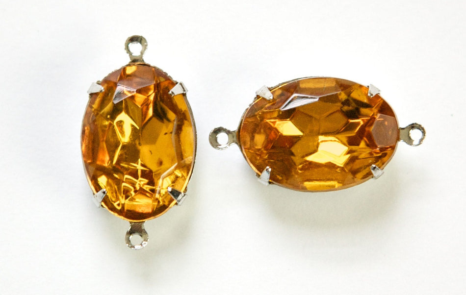 Vintage Faceted Topaz Stones 2 Loop Silver Setting 18x13mm ovl004XX2