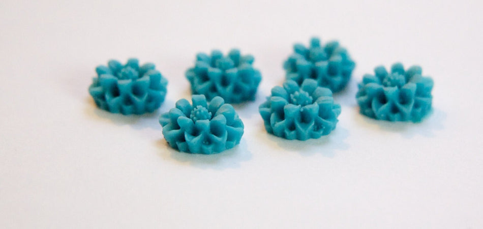 Vintage Style Matte Blue Flower Cabochon 12mm cab596G