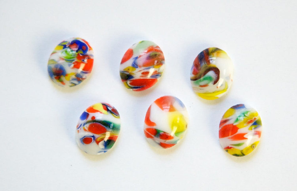 Vintage Millefiori Colorful Glass Cabochons 10x8mm (8) cab575FF