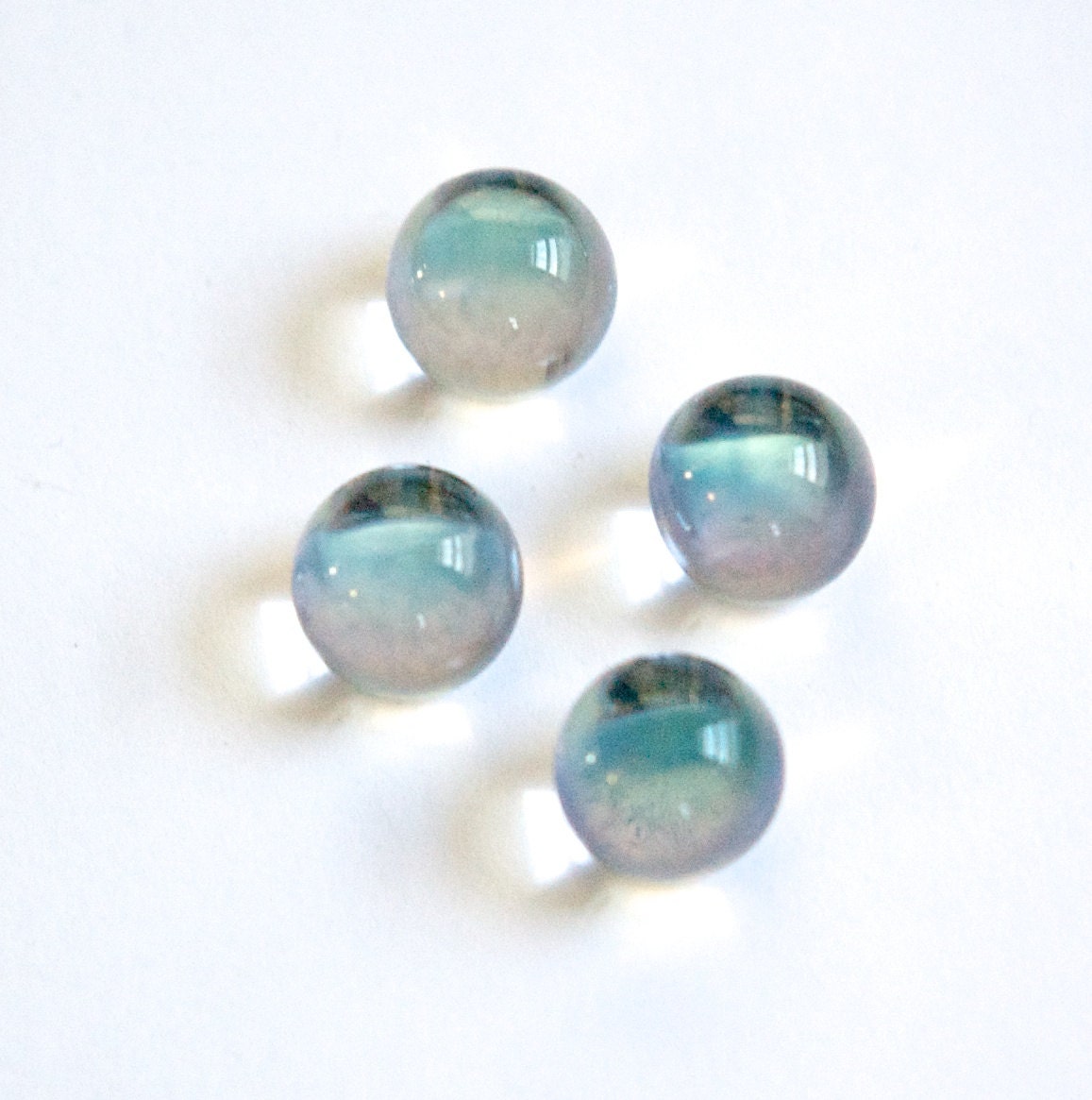 Crystal Helio Light Blue Clear Glass Ball Cabochon With Foil 10mm (4) cab357B