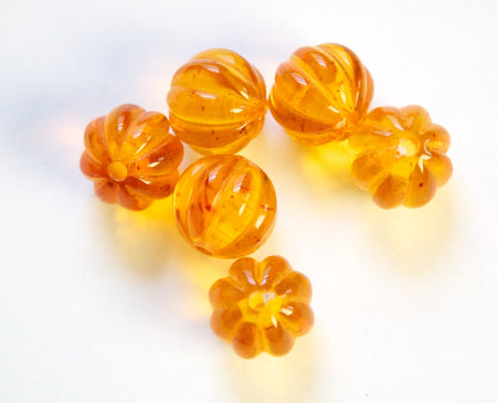 Vintage Topaz with Speckles Melon Acrylic Beads 12mm (6) bds462B