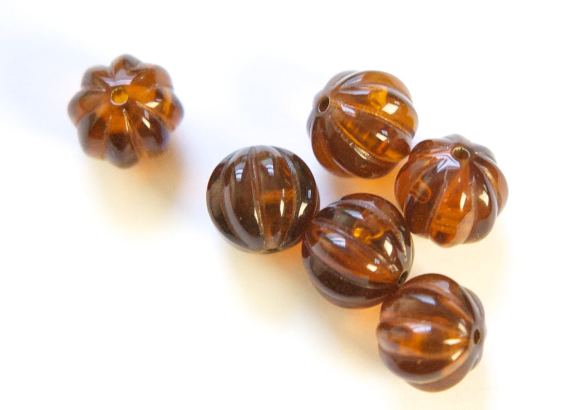 Vintage Translucent Brown Melon Acrylic Beads 12mm (6) bds462D