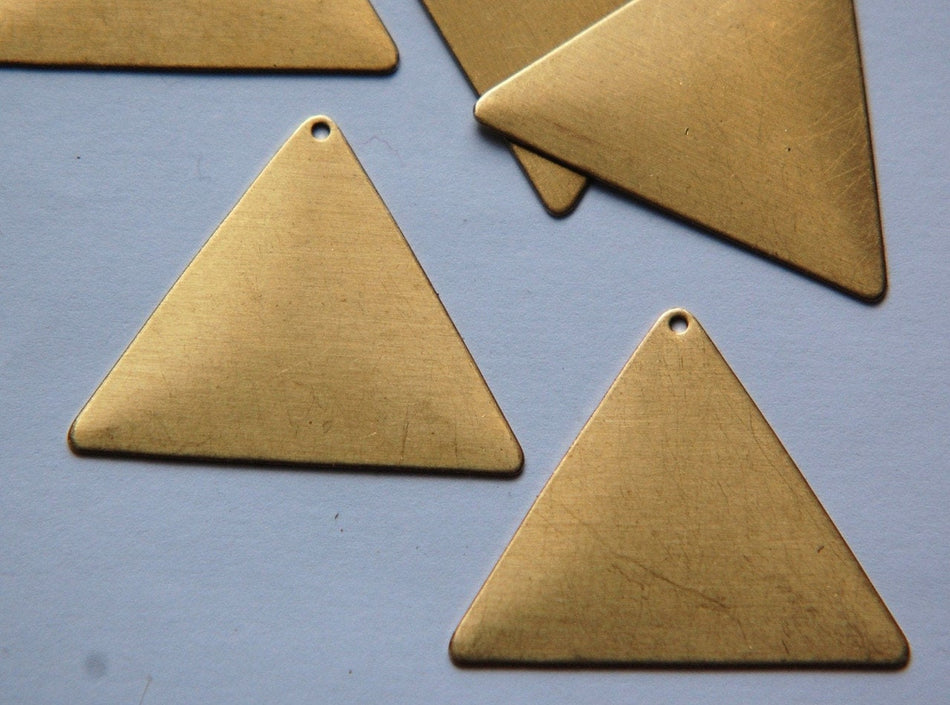 1 Hole Raw Brass Flat Geometric Triangle Pendant Charm (4) mtl145