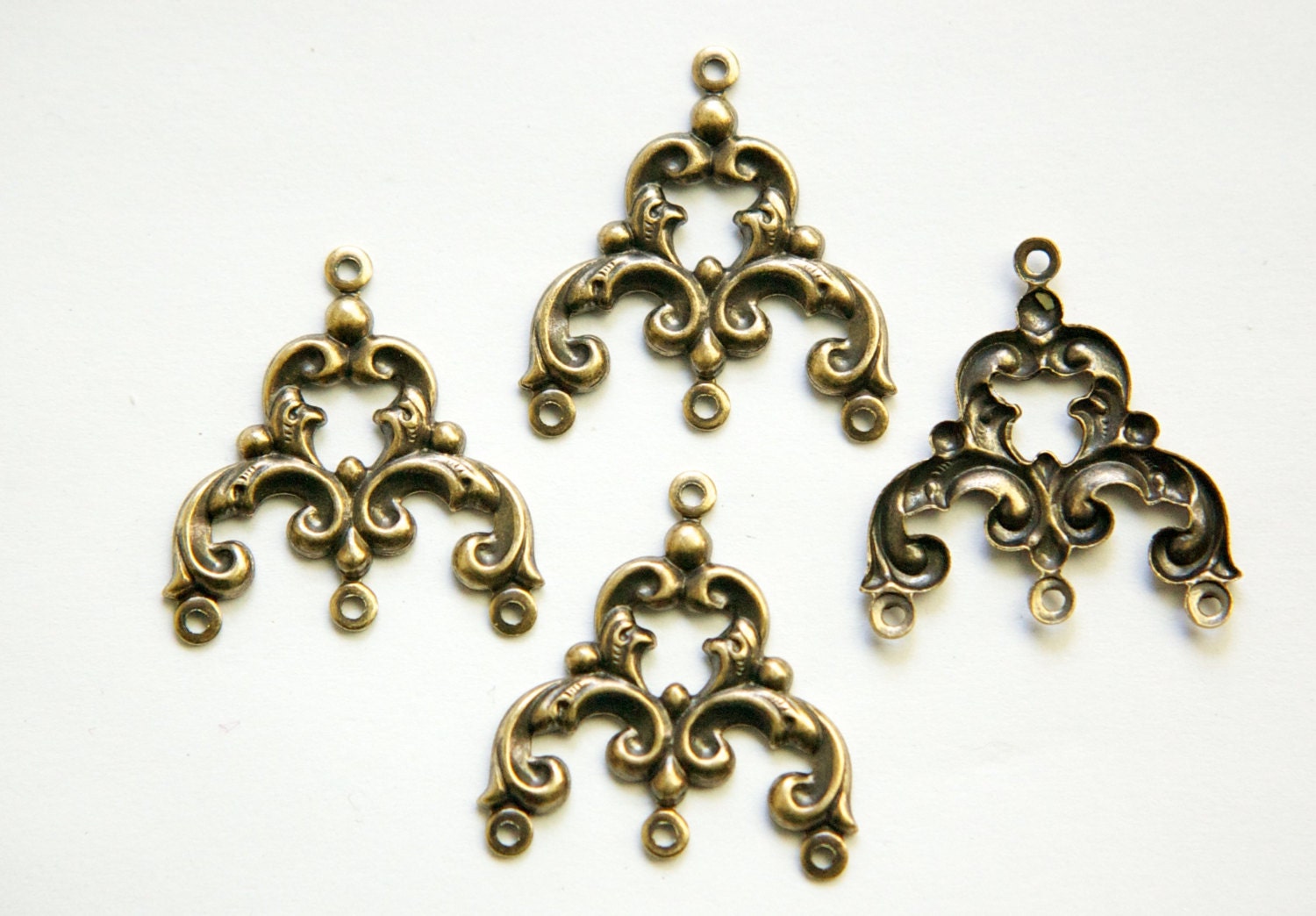 4 Loop Brass Ox Scrolled Chandelier Pendant Findings (4) mtl084B