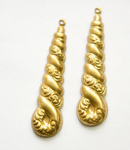 Twisted Brass Stamping Pendants Teardrops with Loop (4) mtl314A
