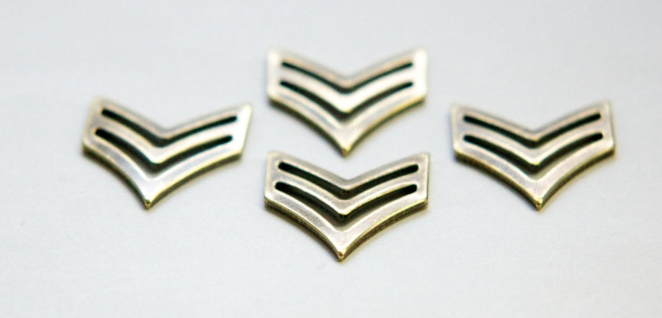 Brass Ox Plated 2 Bar Chevron V Pendant Findings (4) mtl384C