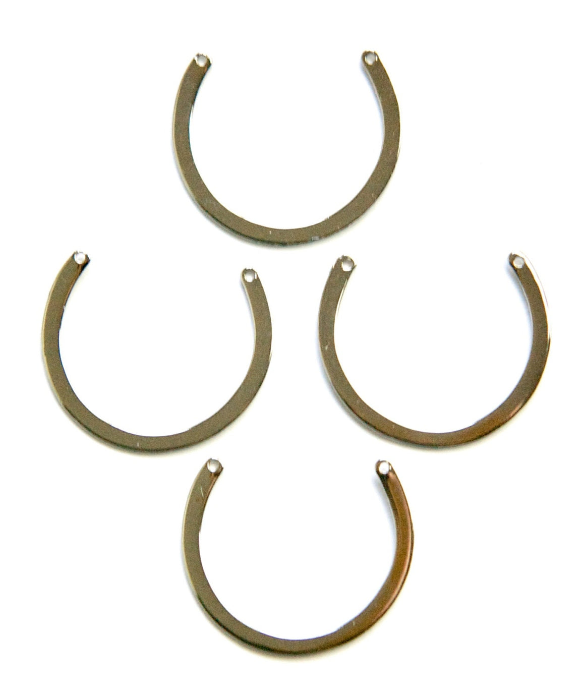 2 Hole Silver Plated C Shaped Partial Circle Pendant Charms (8) mtl386B