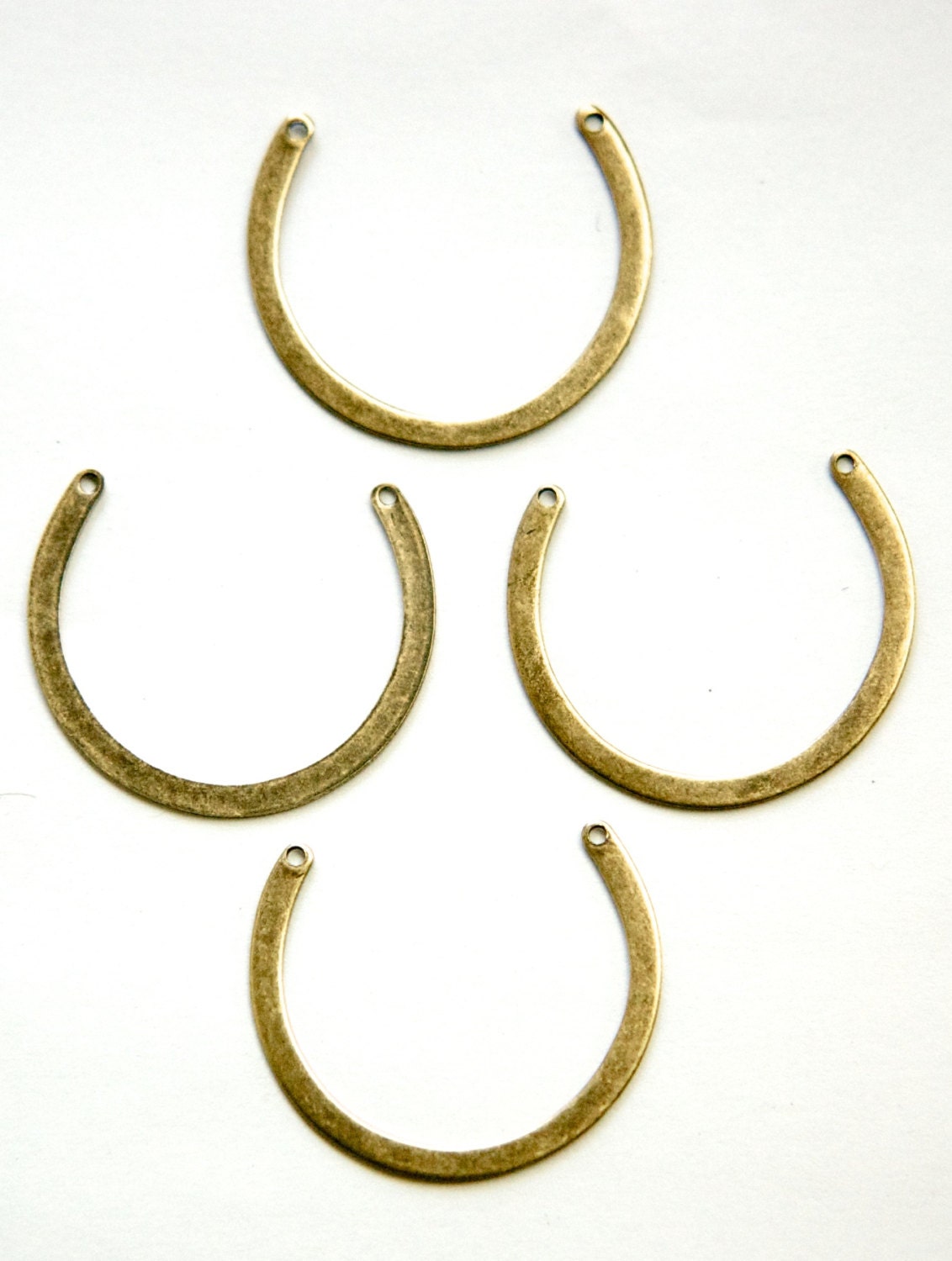 2 Hole Brass Ox Plated C Shaped Partial Circle Pendant Charms (8) mtl386C