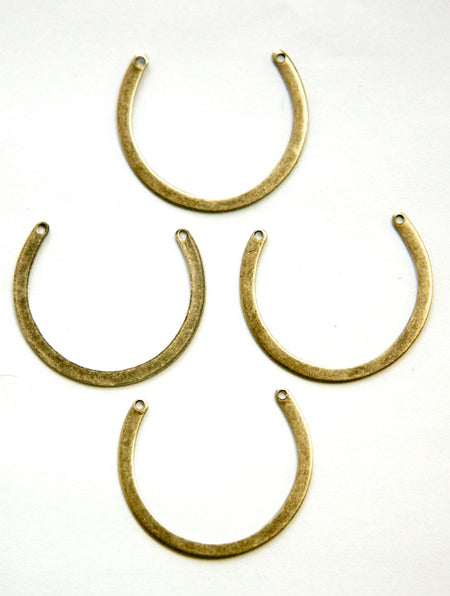 2 Hole Brass Ox Plated C Shaped Partial Circle Pendant Charms (8) mtl386C