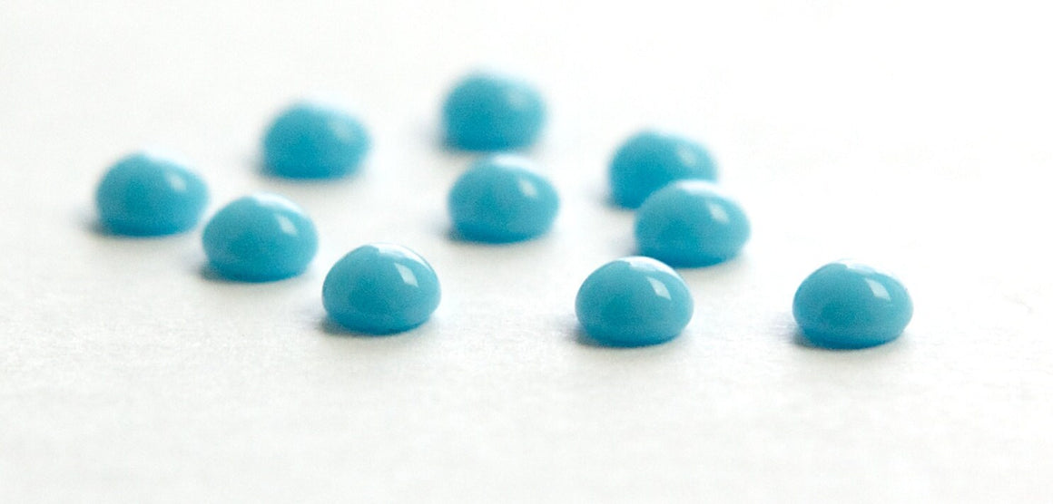 Vintage Turquoise Blue Glass Cabochons 5mm (12) cab840D