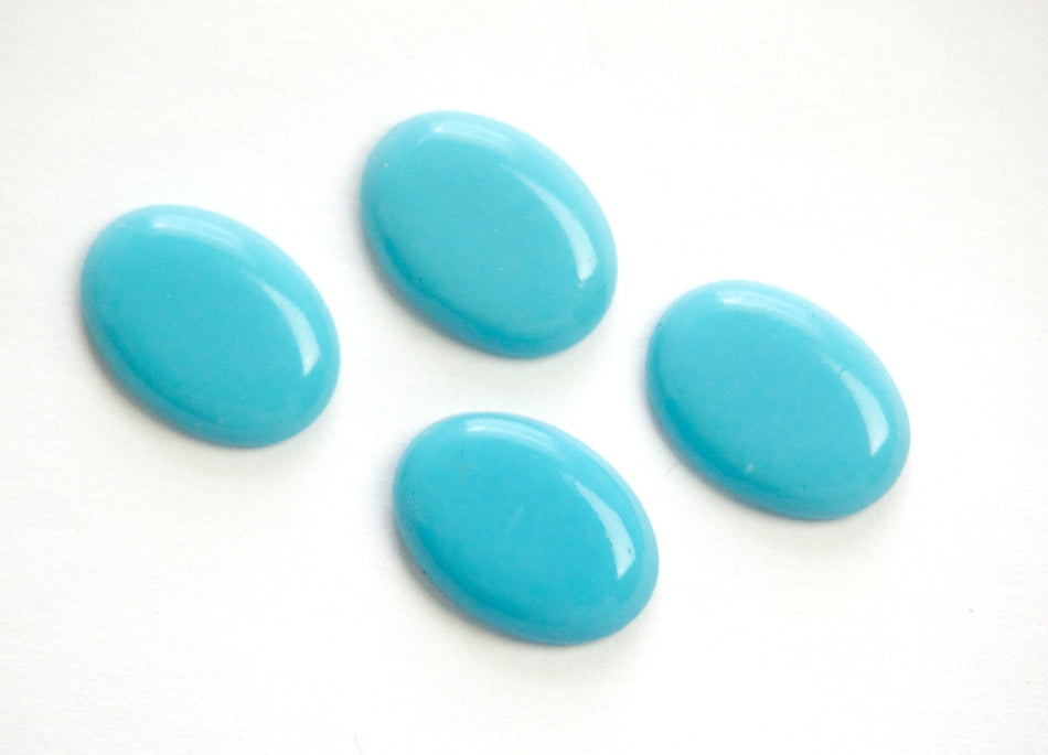 Vintage Turquoise Blue Low Dome Glass Cabochons 14x10mm cab577W