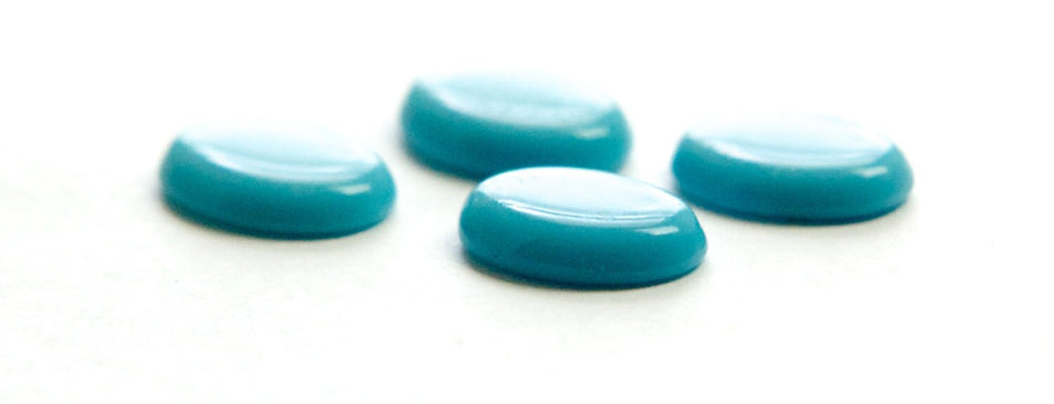 Vintage Turquoise Blue Low Dome Glass Cabochons 14x10mm cab577W