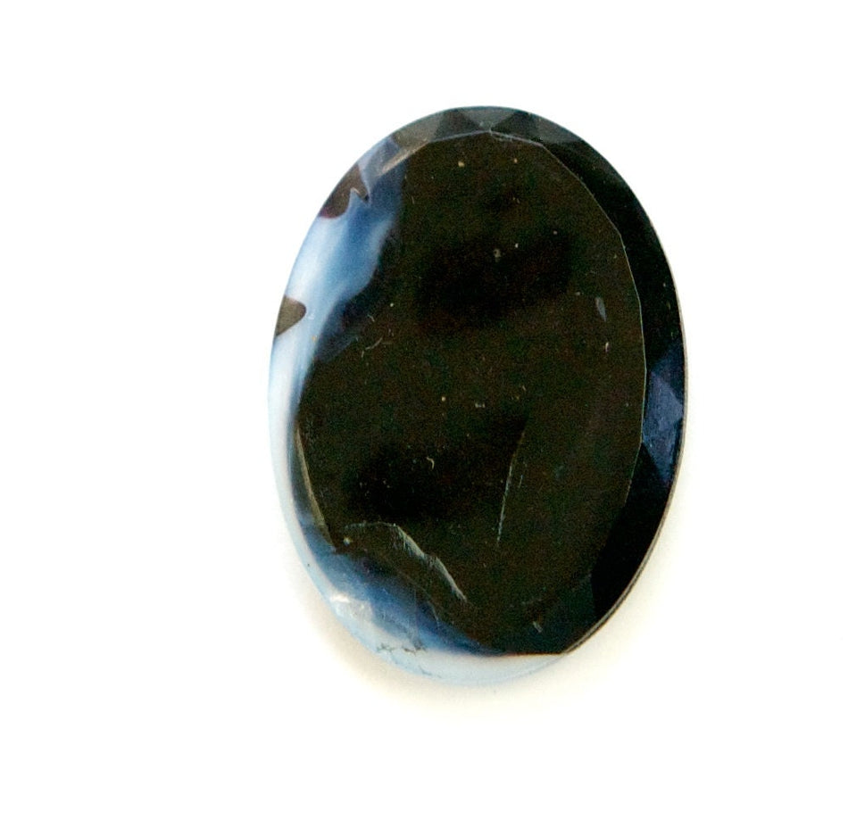 Vintage Black/Purple with White Glass Cabochons Germany 25x18mm (1) cab845B