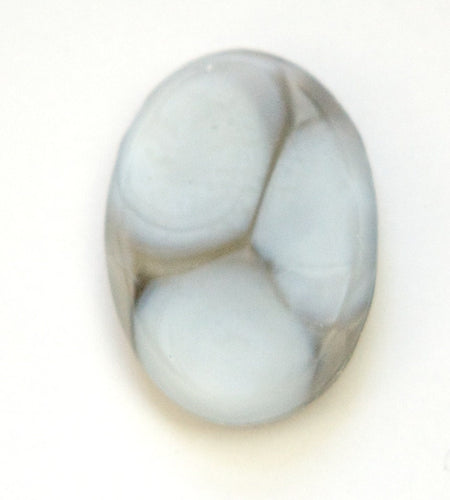 Vintage Silky Grey/Beige with White Glass Cabochons Germany 25x18mm (1) cab845C