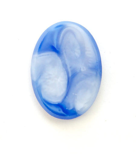 Vintage Blue with White Glass Cabochons Germany 25x18mm (1) cab845E