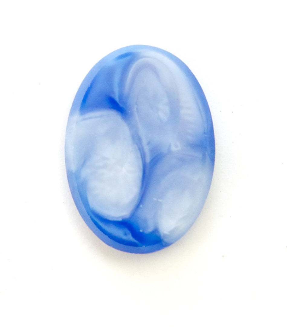 Vintage Blue with White Glass Cabochons Germany 25x18mm (1) cab845E