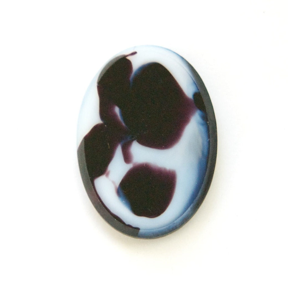 Vintage Black/Purple with White Glass Cabochons Germany 25x18mm (1) cab845B