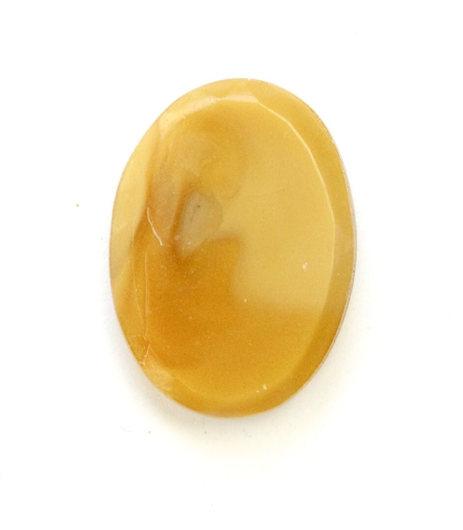 Vintage Silky Caramel Brown with White Glass Cabochons Germany 25x18mm (1) cab845D