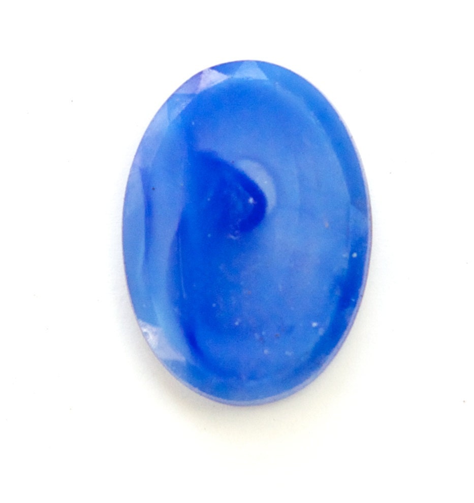 Vintage Blue with White Glass Cabochons Germany 25x18mm (1) cab845E