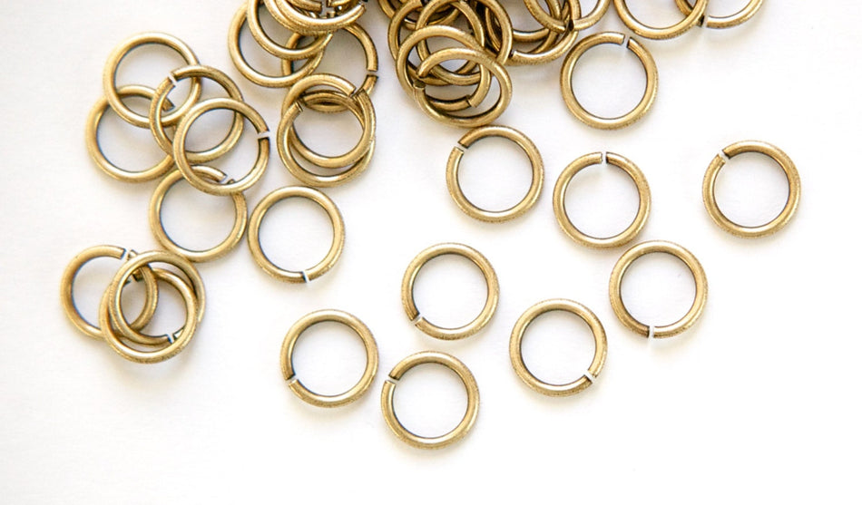 8mm OD Open Brass Ox Jump Rings 18 Gauge Made in the USA (100) fnd202B