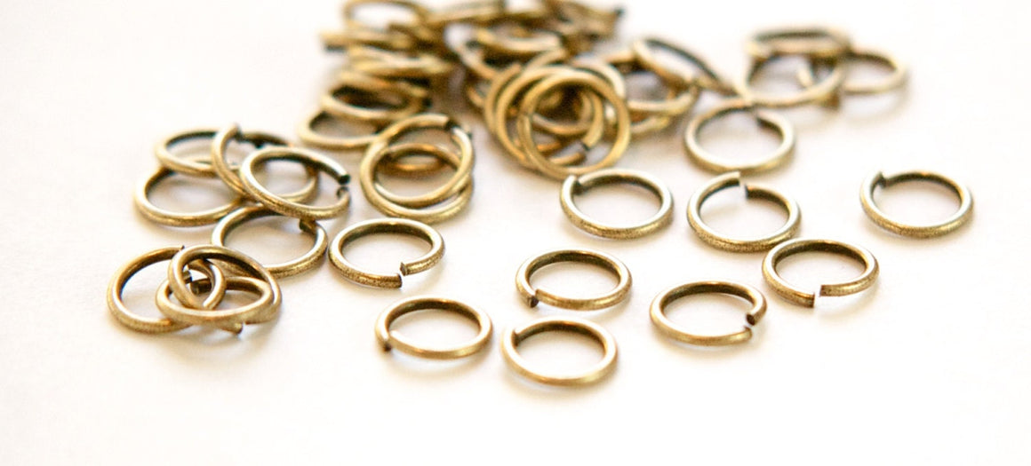 8mm OD Open Brass Ox Jump Rings 18 Gauge Made in the USA (100) fnd202B