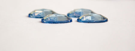 Vintage Light Sapphire Faceted Glass Cabochons 14x10mm cab577Y