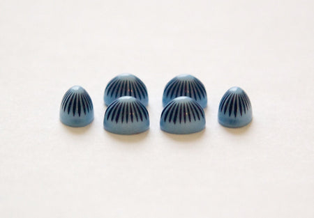 Vintage 2 Tone Blue Etched Top Acrylic Cabochons 8x6mm cab810D