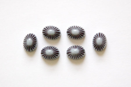 Vintage Grey Black Etched Top Acrylic Cabochons 8x6mm cab810F