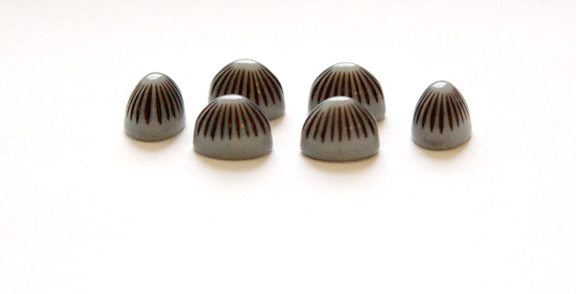 Vintage Grey Black Etched Top Acrylic Cabochons 8x6mm cab810F