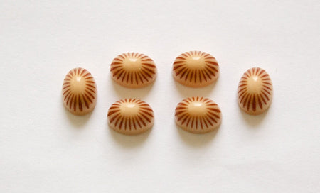 Vintage Brown Tan Etched Top Acrylic Cabochons 8x6mm cab810A