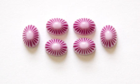 Vintage 2 Tone Purple Etched Top Acrylic Cabochons 8x6mm cab810B