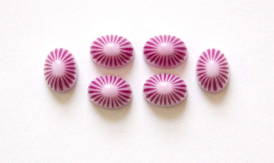 Vintage 2 Tone Purple Etched Top Acrylic Cabochons 8x6mm cab810B