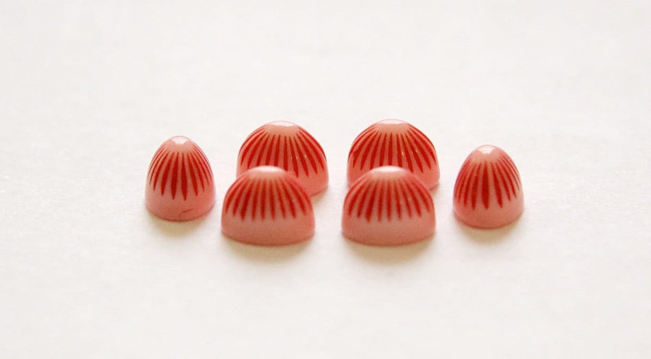 Vintage 2 Tone Rose Pink Etched Top Acrylic Cabochons 8x6mm cab810E