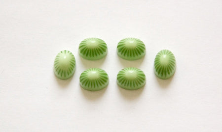 Vintage 2 Tone Green Etched Top Acrylic Cabochons 8x6mm cab810C