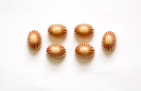 Vintage Brown Tan Etched Top Acrylic Cabochons 8x6mm cab810A