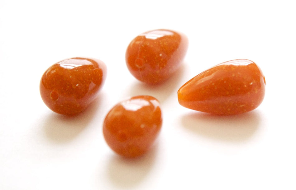 Vintage Amber Brown with Speckles Chubby Teardrop Acrylic Beads (4) bds1002C