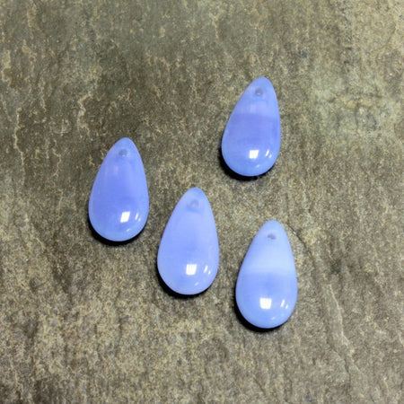 14x7mm Blue Opal Czech Teardrop Glass Beads (10)