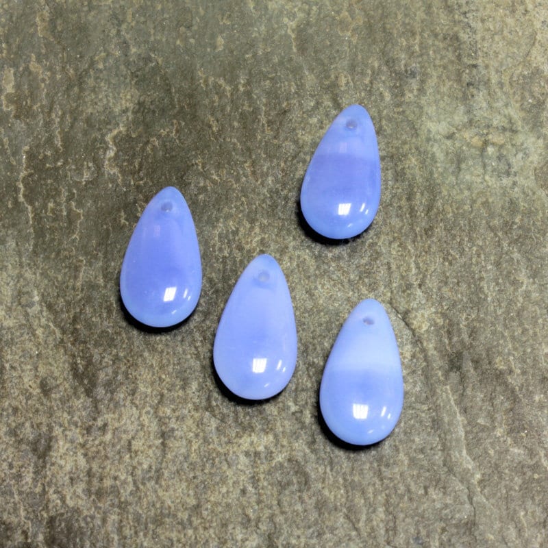 14x7mm Blue Opal Czech Teardrop Glass Beads (10)
